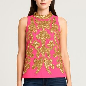 NWT Frances Valentine Sequin Embellished Top Sz XL
